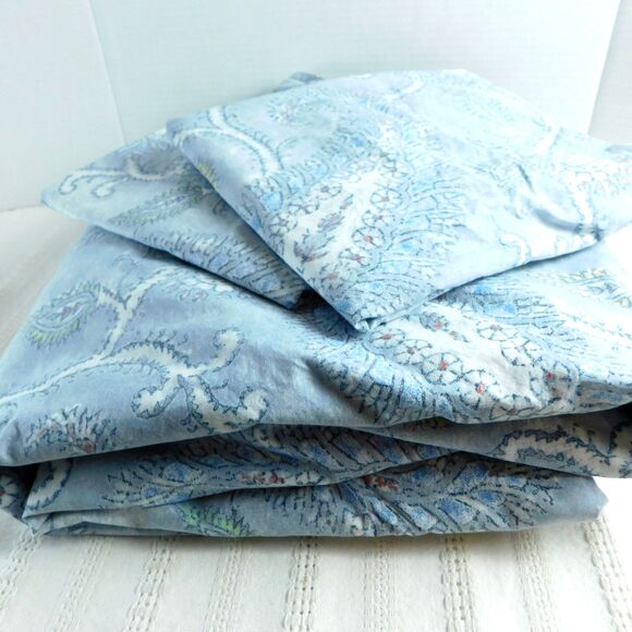 LRL Ralph Lauren Karina Paisley 3P king duvet cover shams set 100% Cotton Blue - Picture 5 of 9